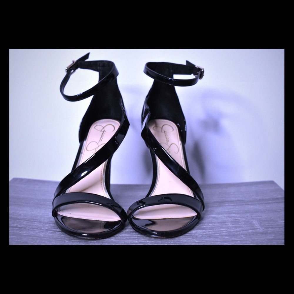 Black high heel sandals
